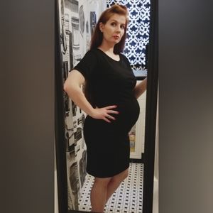 Black Maternity Bodycon Dress, Knee Length
